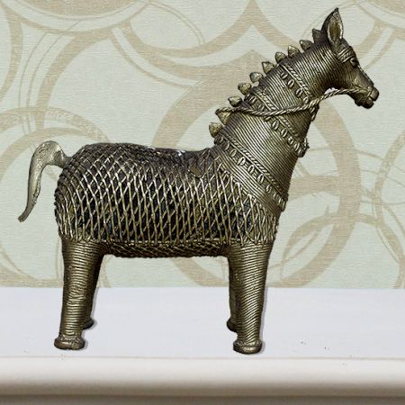 Brass Tribal Horse Ht-6.7 Inches